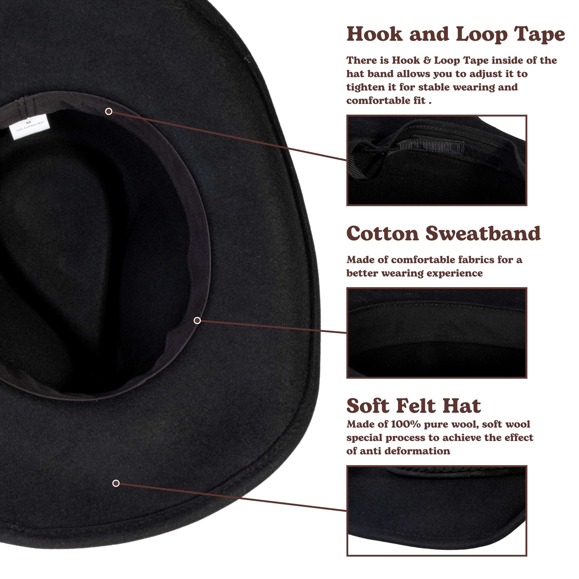 Turquoise Ridge Black Felt Cowboy Hat - Mix Brown