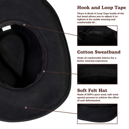 Turquoise Ridge Black Felt Cowboy Hat - Mix Brown