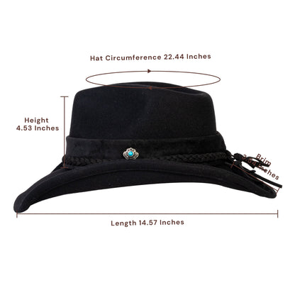 Turquoise Ridge Black Felt Cowboy Hat - Mix Brown