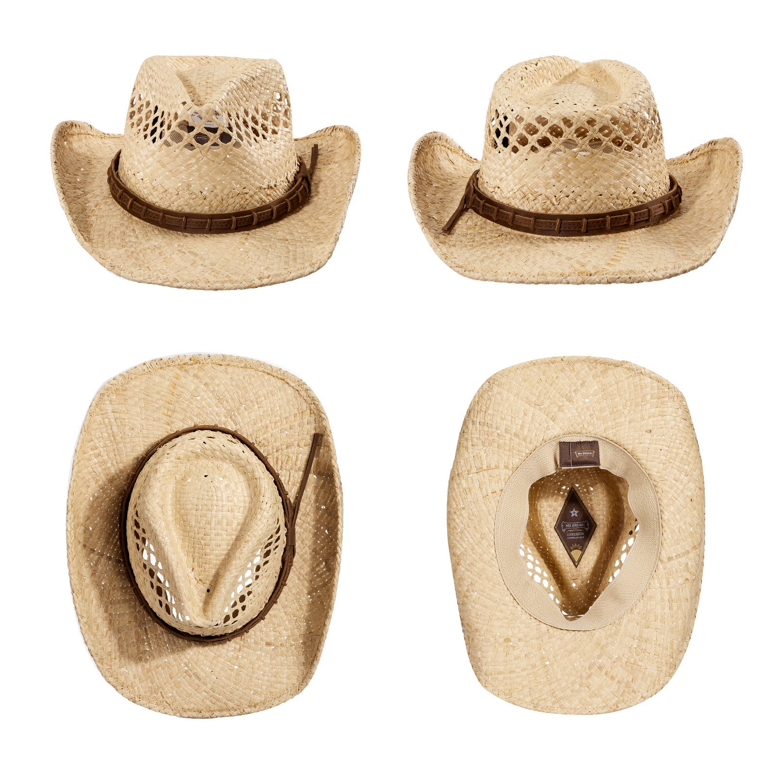 Vista Raffia Straw Cowboy Hat - Mix Brown